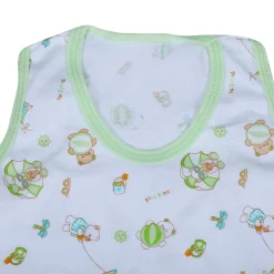 Baby Moo Kite Flying Bear Pure Cotton Sleeveless Vest With Matching Bottom 2pcs Set - Green