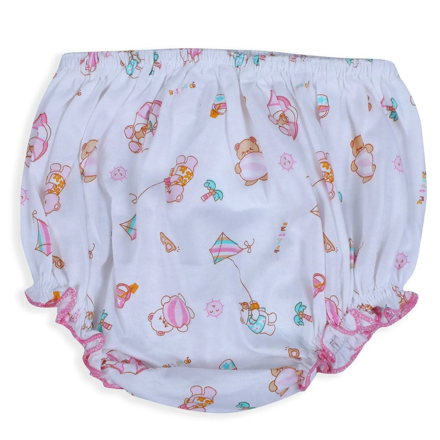 Baby Moo Kite Flying Bear Pure Cotton Sleeveless Vest With Matching Bottom 2pcs Set - Pink