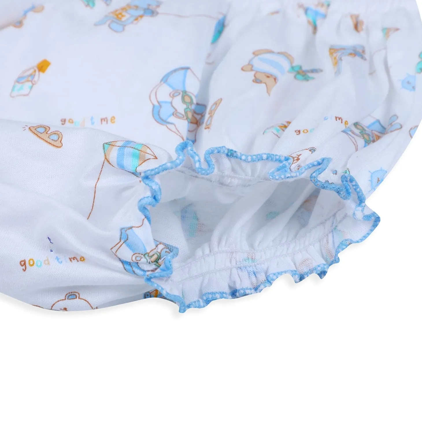 Baby Moo Kite Flying Bear Pure Cotton Sleeveless Vest With Matching Bottom 2pcs Set - Blue