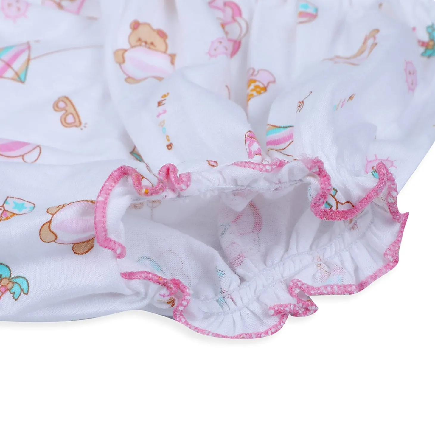 Baby Moo Kite Flying Bear Pure Cotton Sleeveless Vest With Matching Bottom 2pcs Set - Pink