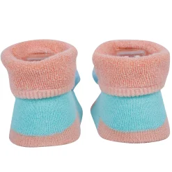 Baby Moo Kitty And Rabbit 3D Rattle Anti-Skid Socks Booties Pack of 2 - Orange, Pink