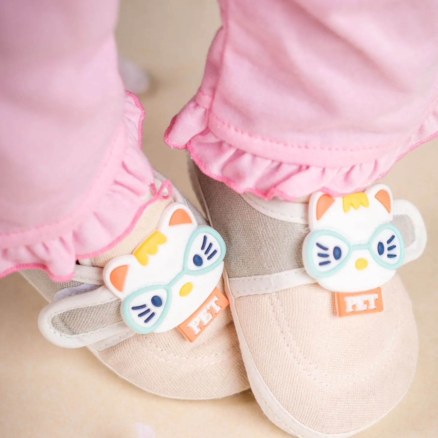 Baby Moo Kitty Love Soft Sole Anti-Slip Booties - Beige