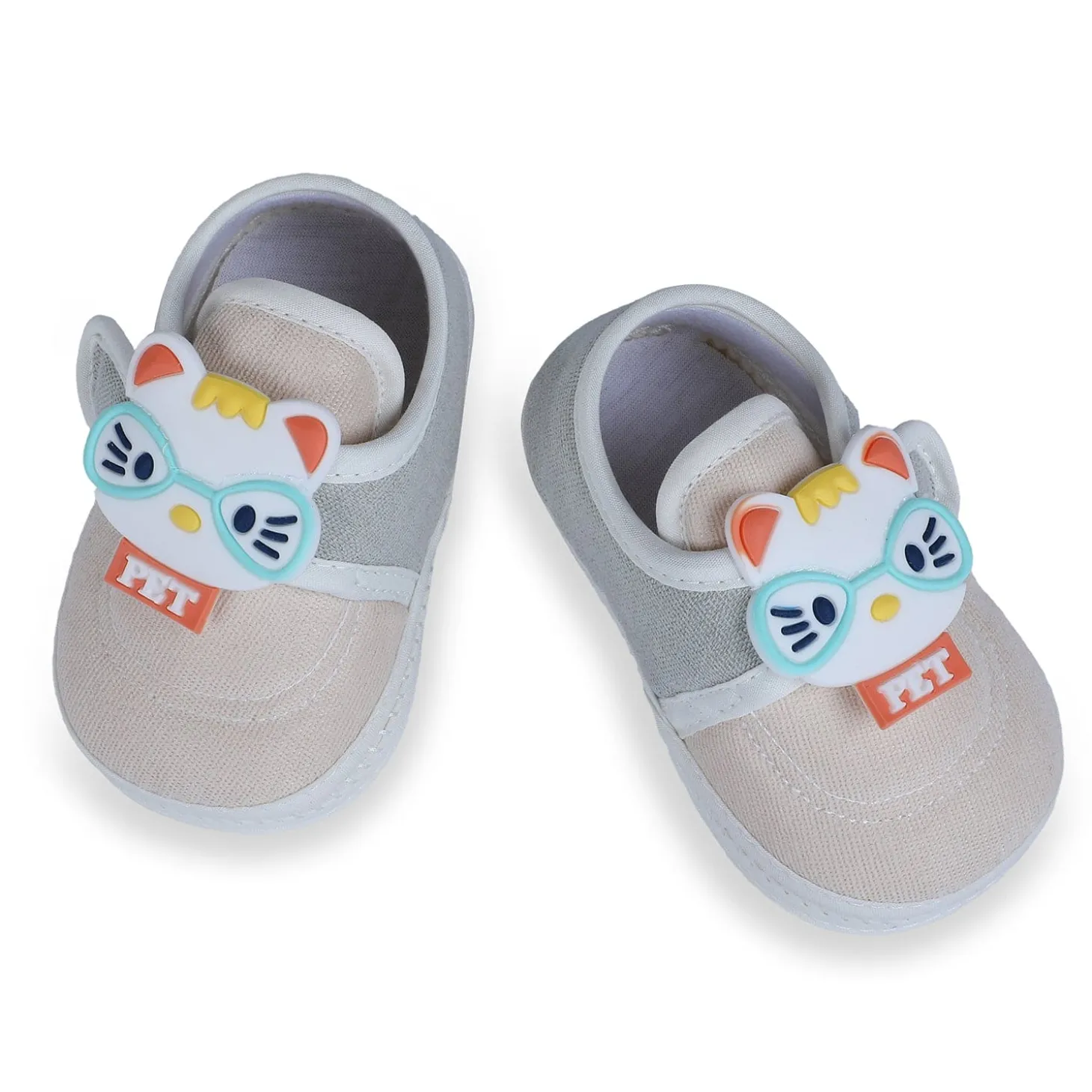 Baby Moo Kitty Love Soft Sole Anti-Slip Booties - Beige