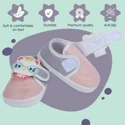 Baby Moo Kitty Love Soft Sole Anti-Slip Booties - Pink
