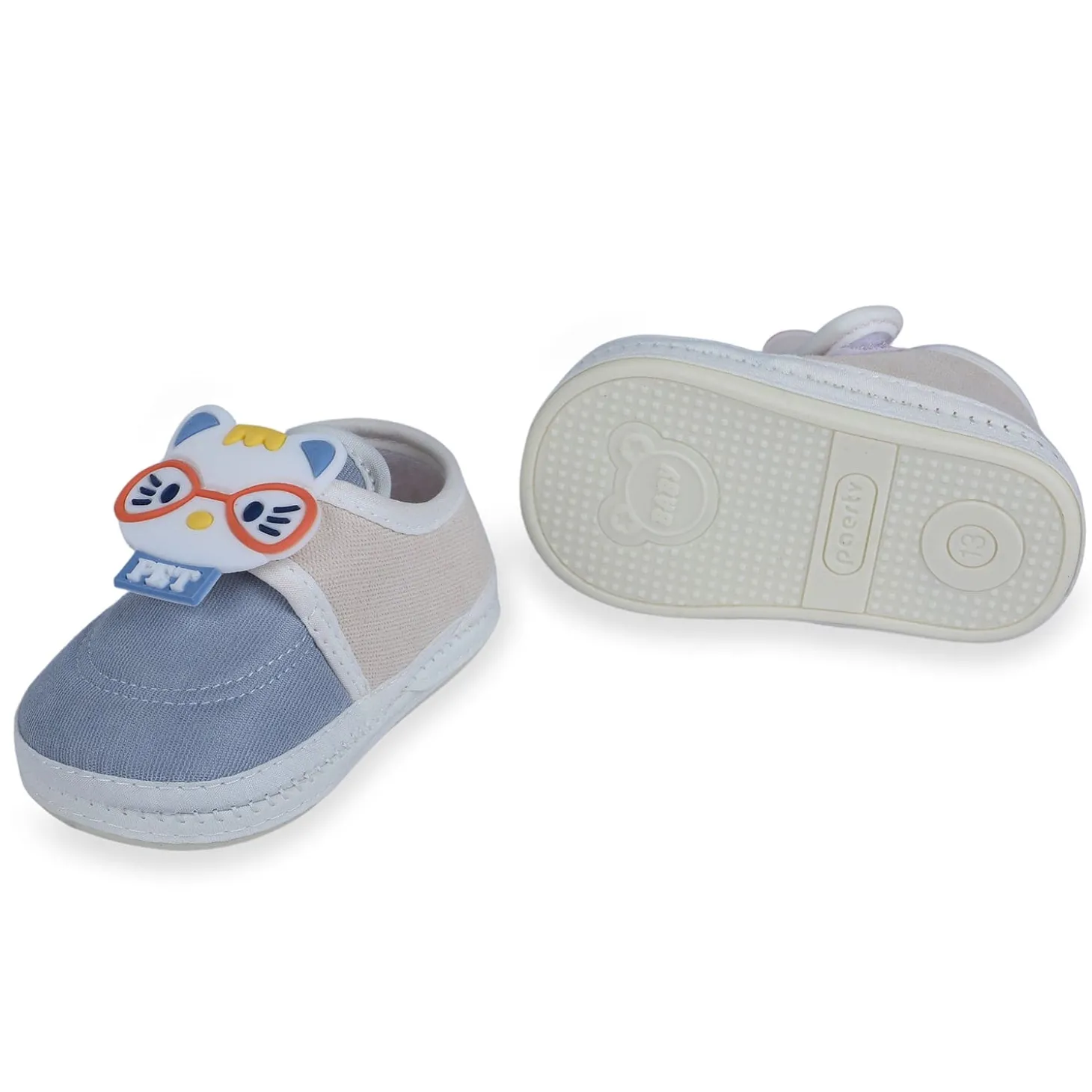 Baby Moo Kitty Love Soft Sole Anti-Slip Booties - Blue