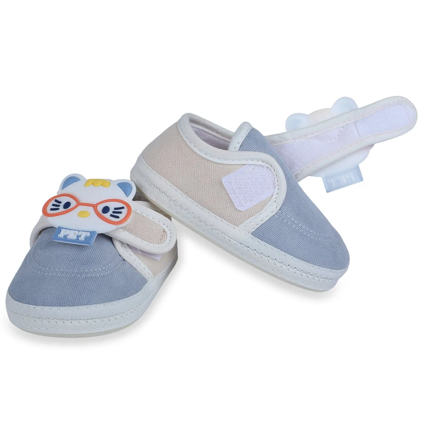 Baby Moo Kitty Love Soft Sole Anti-Slip Booties - Blue