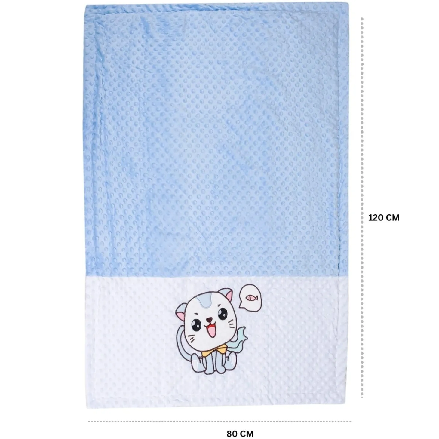 Baby Moo Kitty Plush Cotton All Season Nursery Blanket - Blue