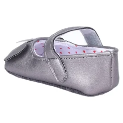 Baby Moo Koala Bow Applique Velcro Strap Anti-Skid Ballerina Booties - Grey