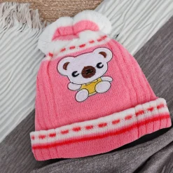 Baby Moo Koala Breathable Beanie Warm Knitted Woollen Cap - Pink