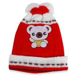 Baby Moo Koala Breathable Beanie Warm Knitted Woollen Cap - Red