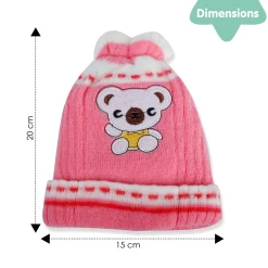 Baby Moo Koala Breathable Beanie Warm Knitted Woollen Cap - Pink