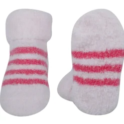 Baby Moo Lady Bug Stripes Soft Socks Booties Pack of 2 - Pink, White
