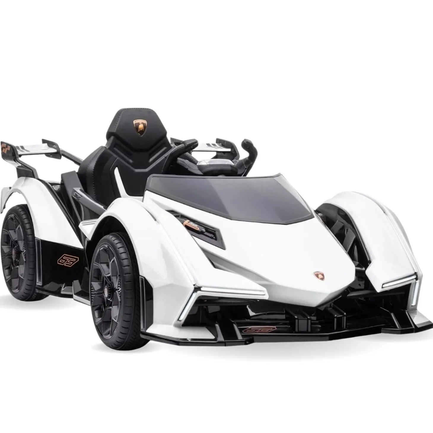 Baby Moo Lambo Ride-On Sports Car | 12V Kids Electric Toy Vehicle | Parental Remote Control | USB MP3 Player | Ages 1-6 - White