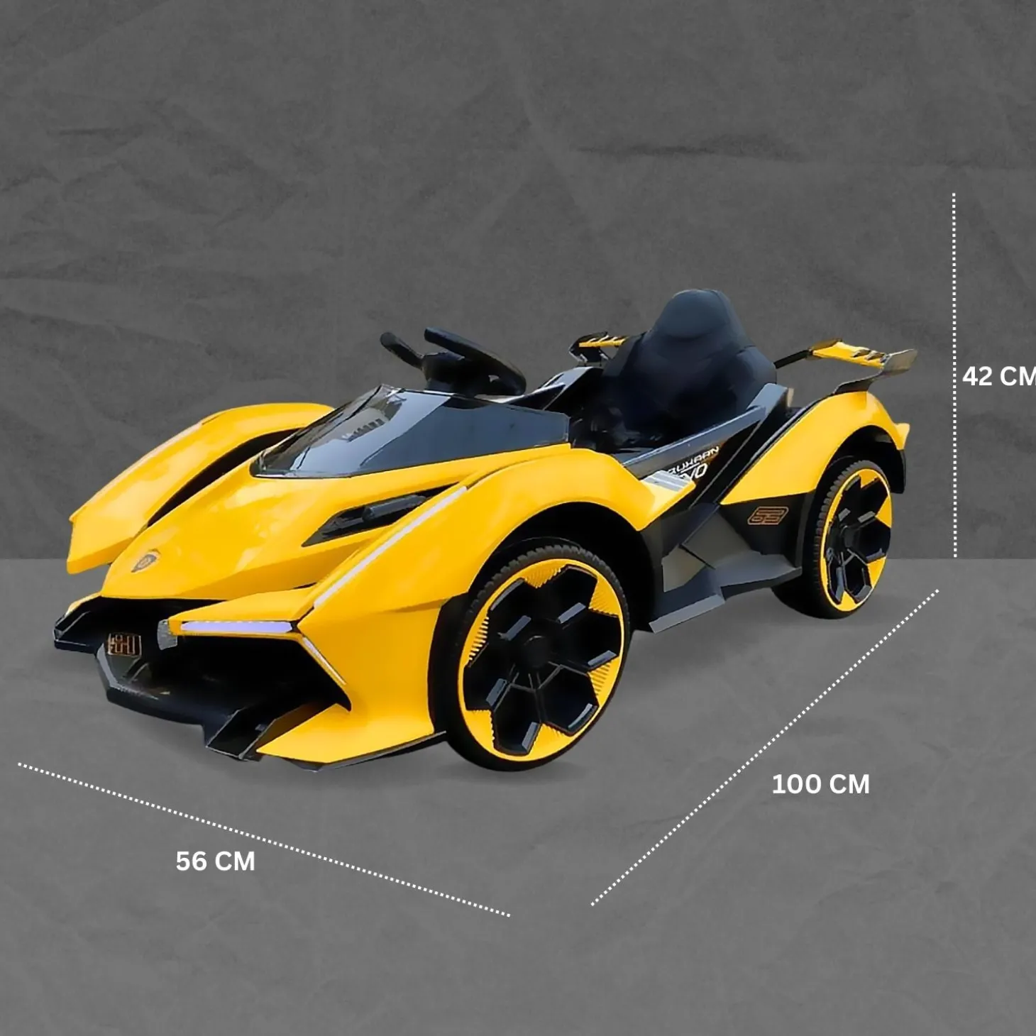 Baby Moo Lambo Ride-On Sports Car | 12V Kids Electric Toy Vehicle | Parental Remote Control | USB MP3 Player | Ages 1-6 - Yellow