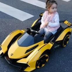 Baby Moo Lambo Ride-On Sports Car | 12V Kids Electric Toy Vehicle | Parental Remote Control | USB MP3 Player | Ages 1-6 - Yellow