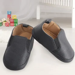 Baby Moo Leather Black Slip-On Booties