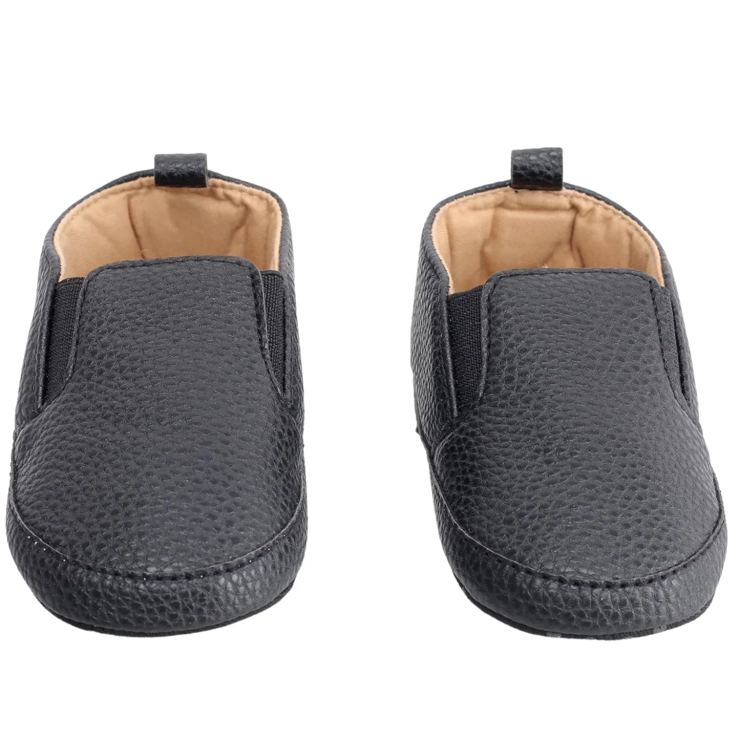 Baby Moo Leather Black Slip-On Booties