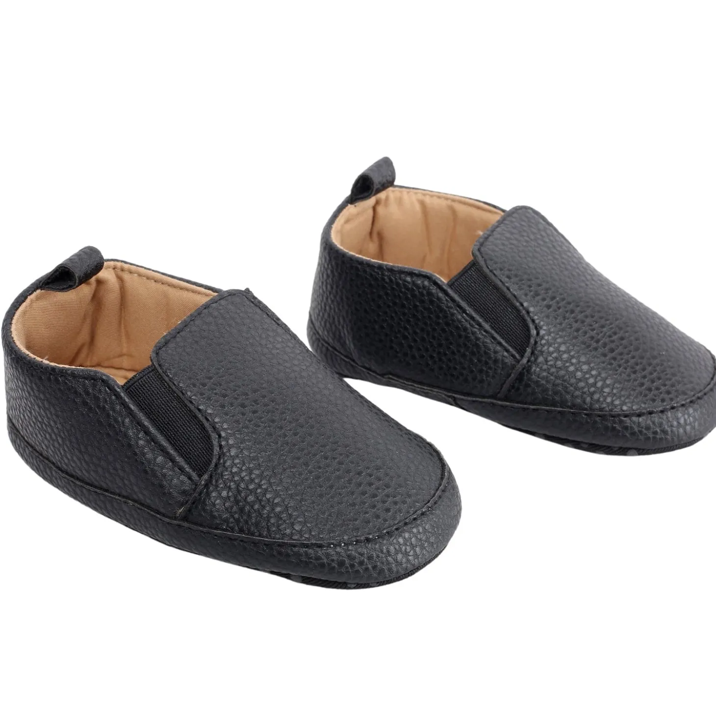 Baby Moo Leather Black Slip-On Booties