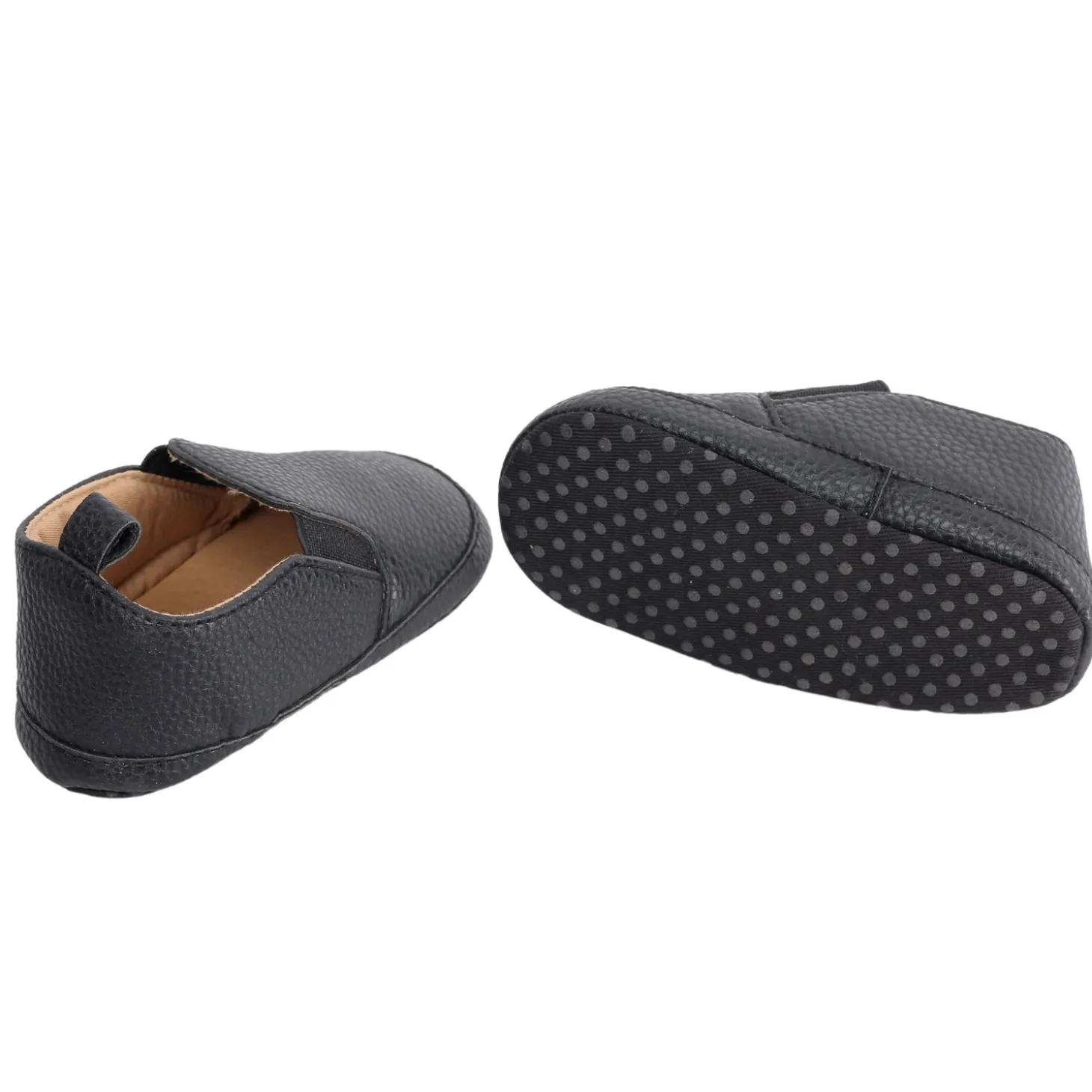 Baby Moo Leather Black Slip-On Booties