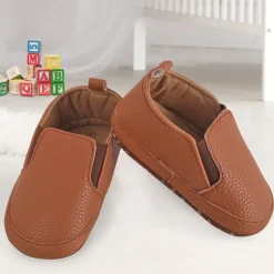 Baby Moo Leather Brown Slip-On Booties