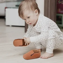Baby Moo Leather Brown Slip-On Booties