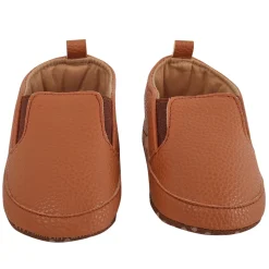 Baby Moo Leather Brown Slip-On Booties