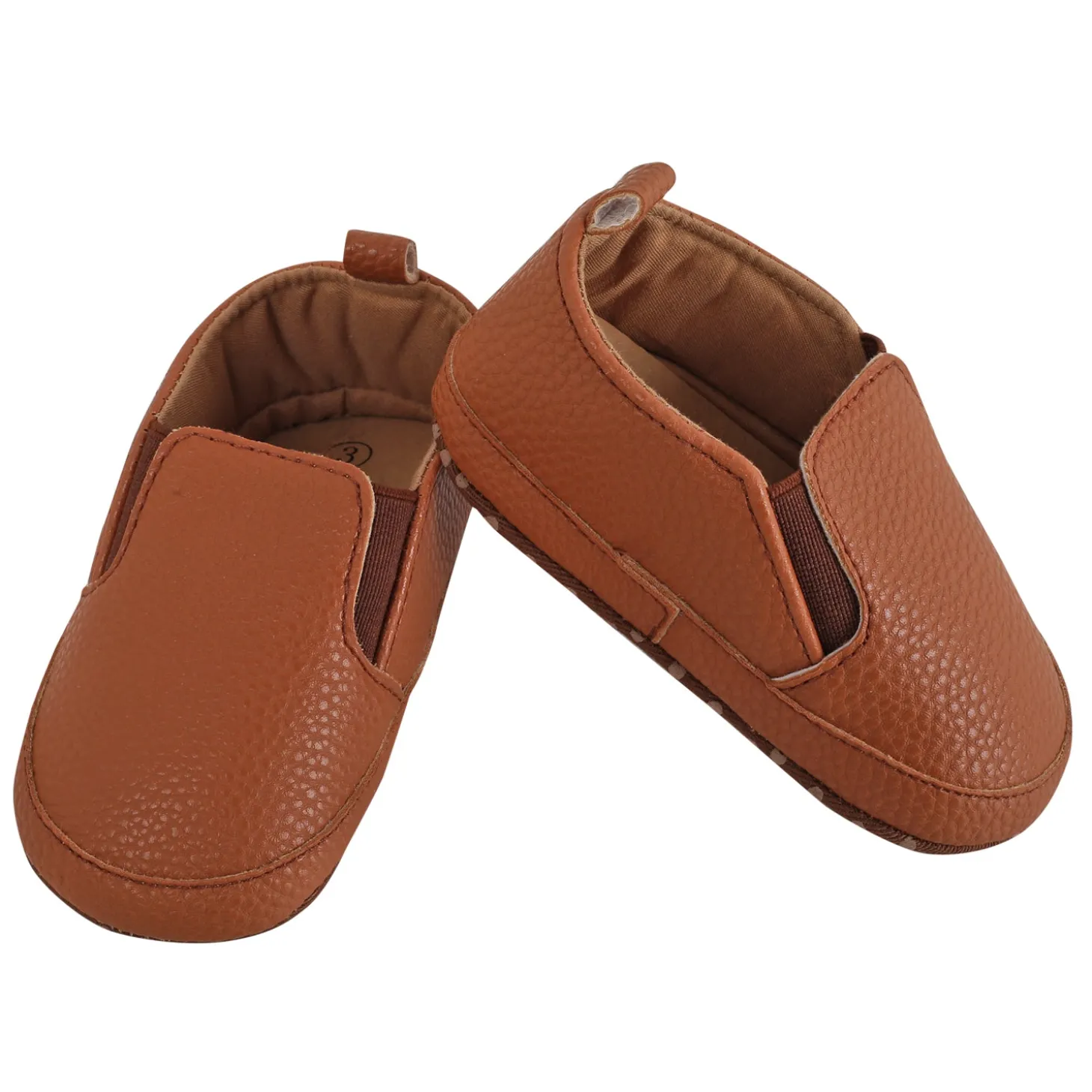 Baby Moo Leather Brown Slip-On Booties