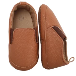 Baby Moo Leather Brown Slip-On Booties
