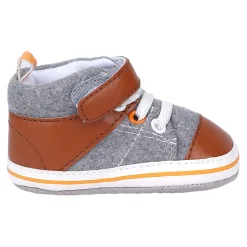 Baby Moo Leather Lace-Up Design Velcro Strap Anti-Skid Sneakers - Grey, Brown