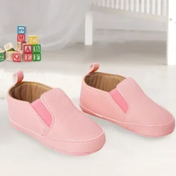 Baby Moo Leather Pink Slip-On Booties