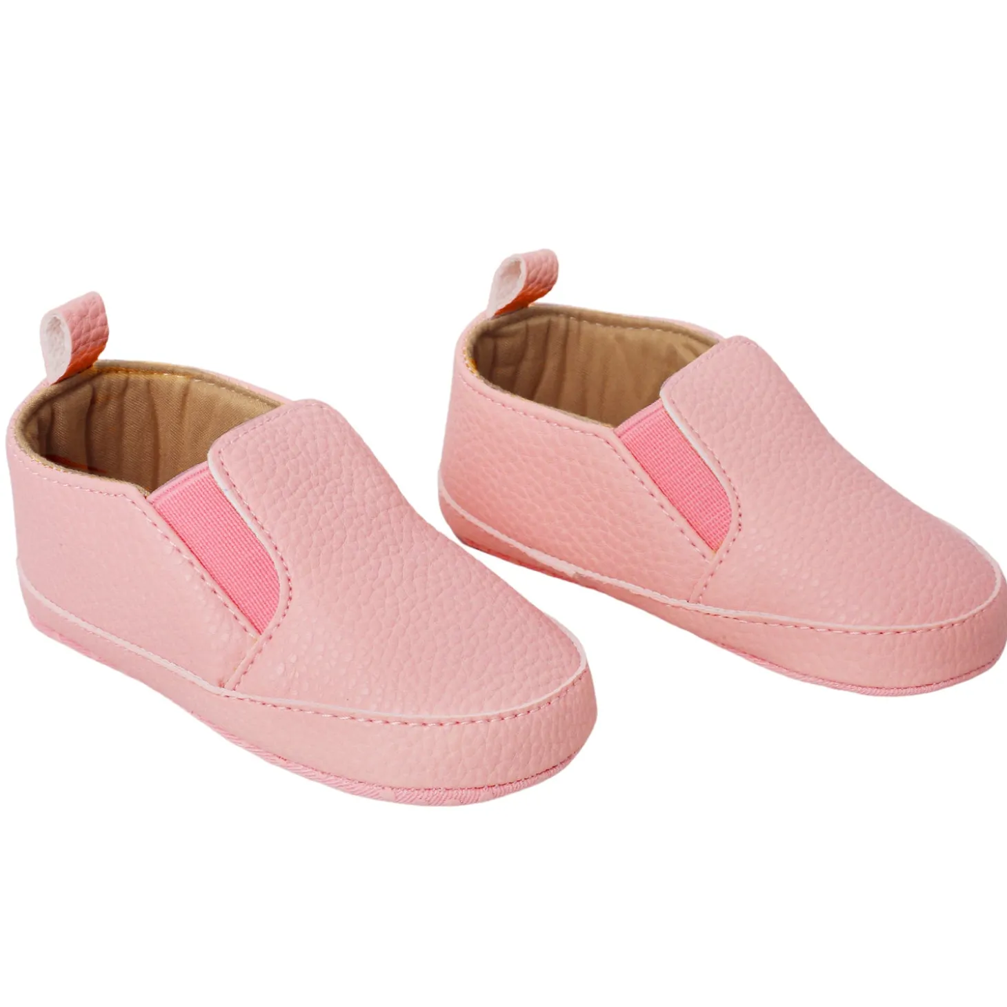 Baby Moo Leather Pink Slip-On Booties