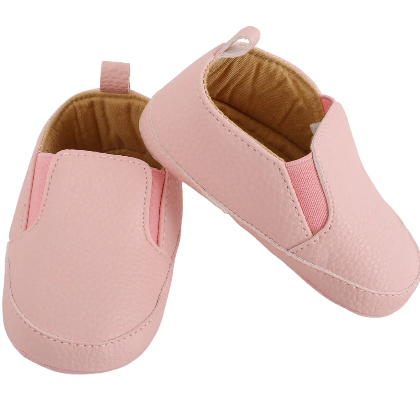 Baby Moo Leather Pink Slip-On Booties