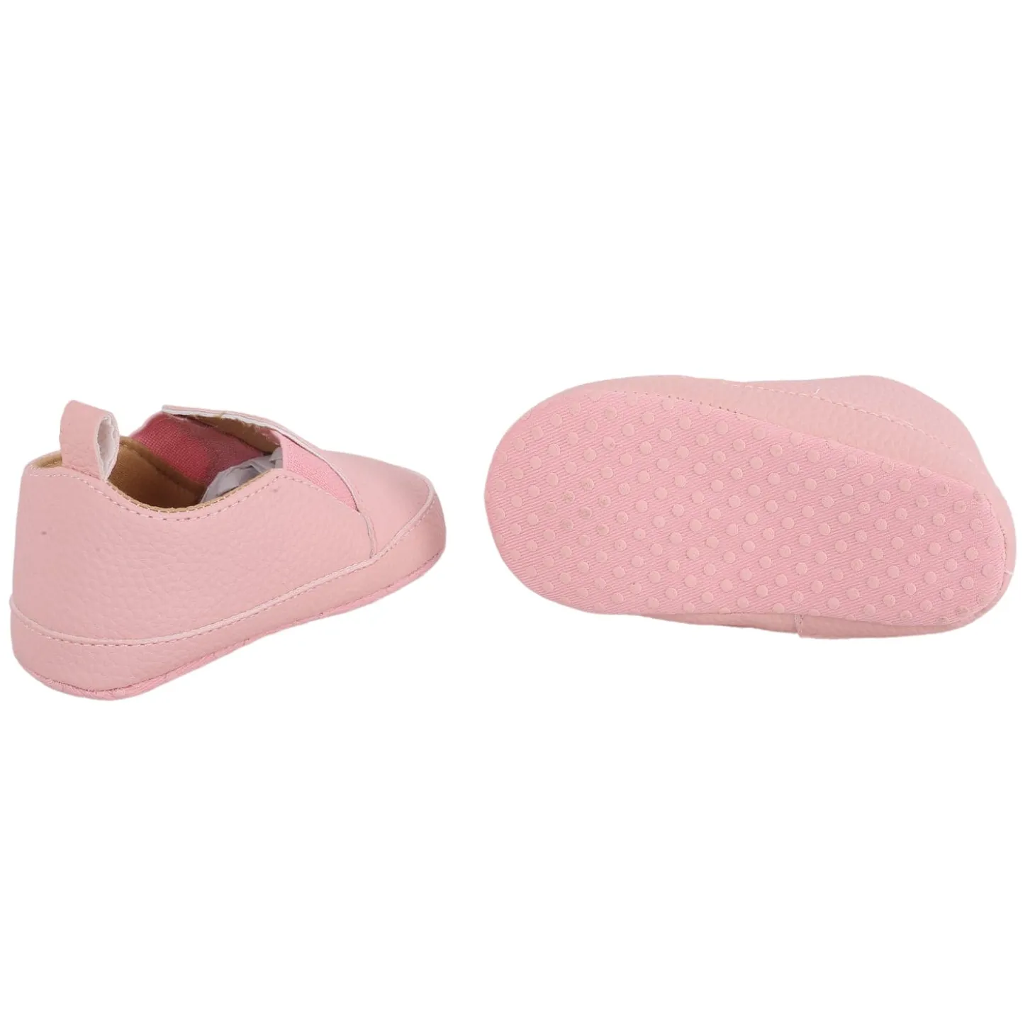 Baby Moo Leather Pink Slip-On Booties