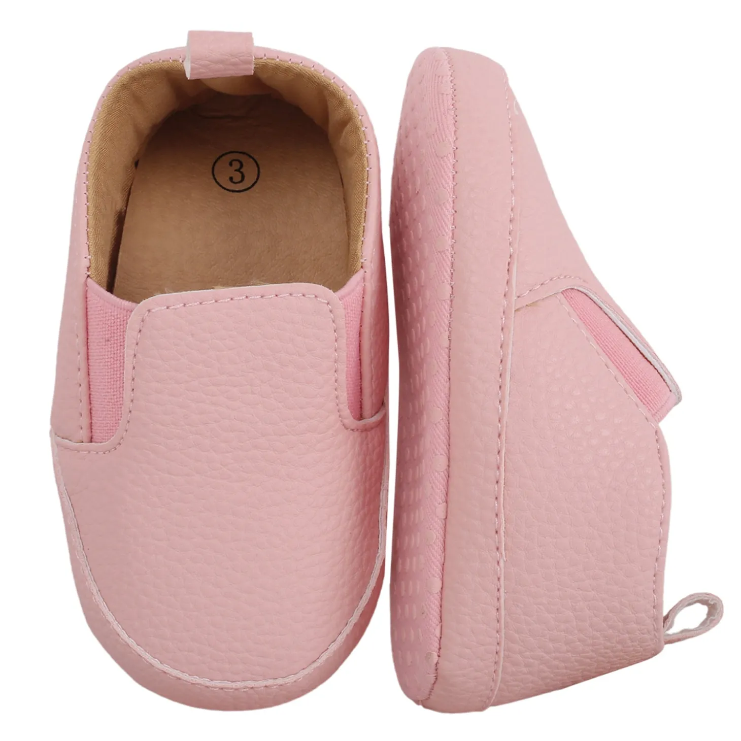 Baby Moo Leather Pink Slip-On Booties