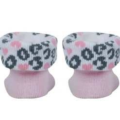 Baby Moo Leopard Printed Elegent Socks Booties Pack of 2 - Pink