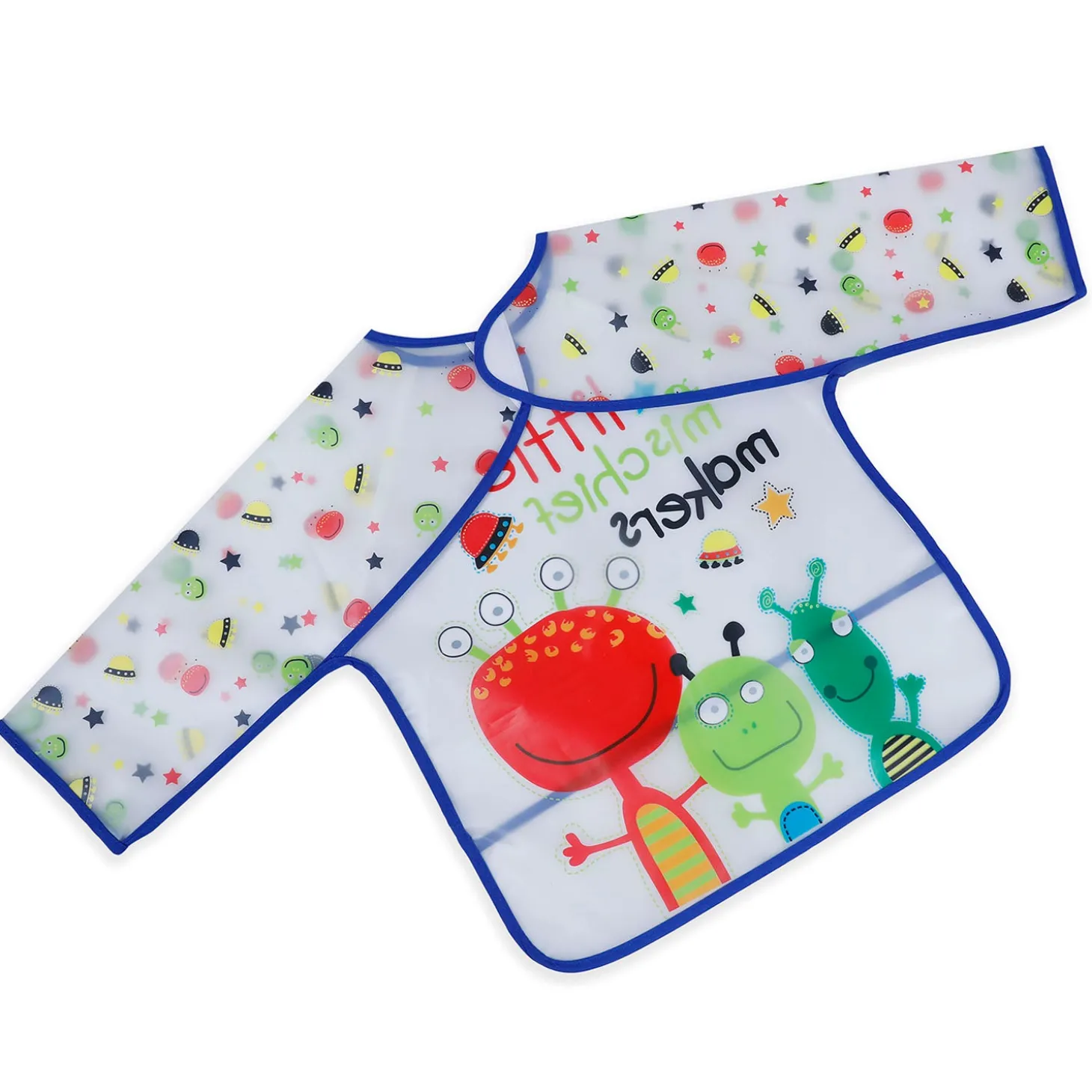 Baby Moo Lil Mischief Makers Long Sleeves Waterproof Wear Me Bib - Blue