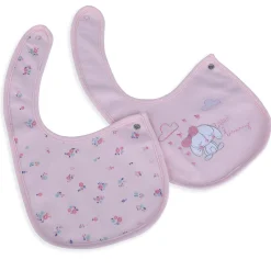 Baby Moo Little Bunny Cotton 2 Pack Buttoned Feeding Bibs - Pink