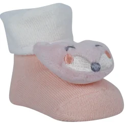 Baby Moo Little Chick 3D Rattle Anti-Skid Socks Booties Pack of 2 - Orange, Peach