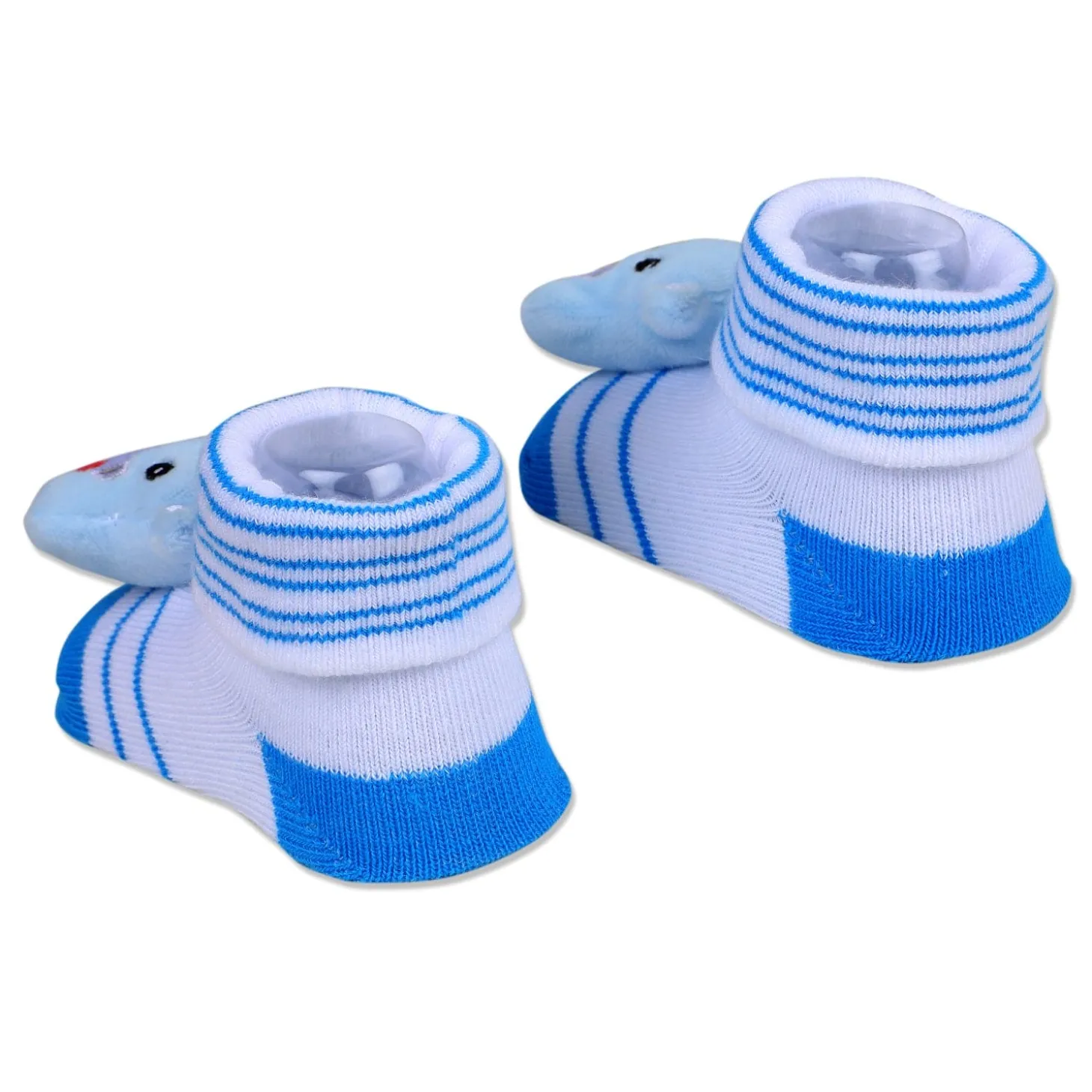 Baby Moo Little Hippo Cotton Anti-Skid 3D Socks - White