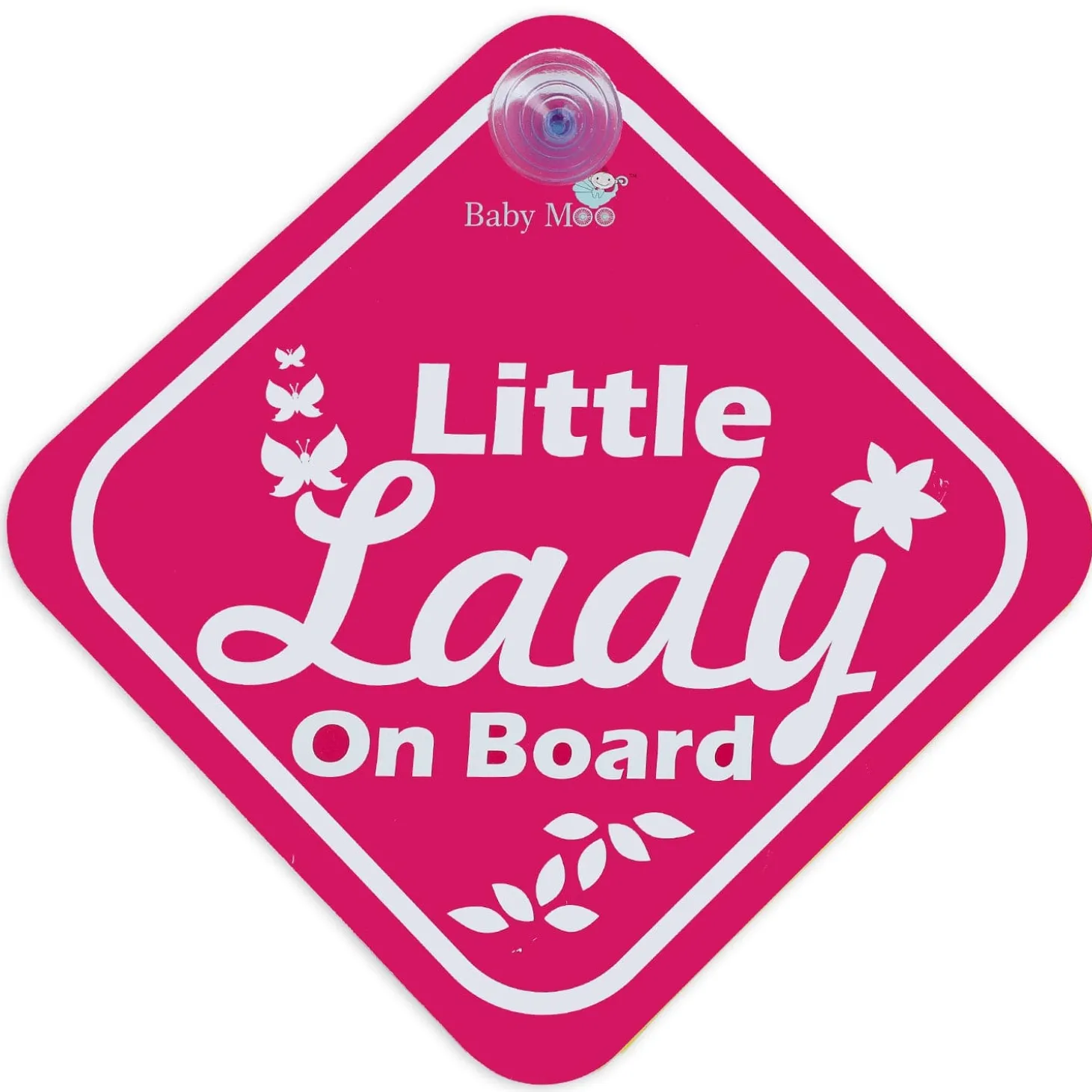 Baby Moo Little Lady On Board Car Safety Board With Vacuum Suction Cup Clip - Pink