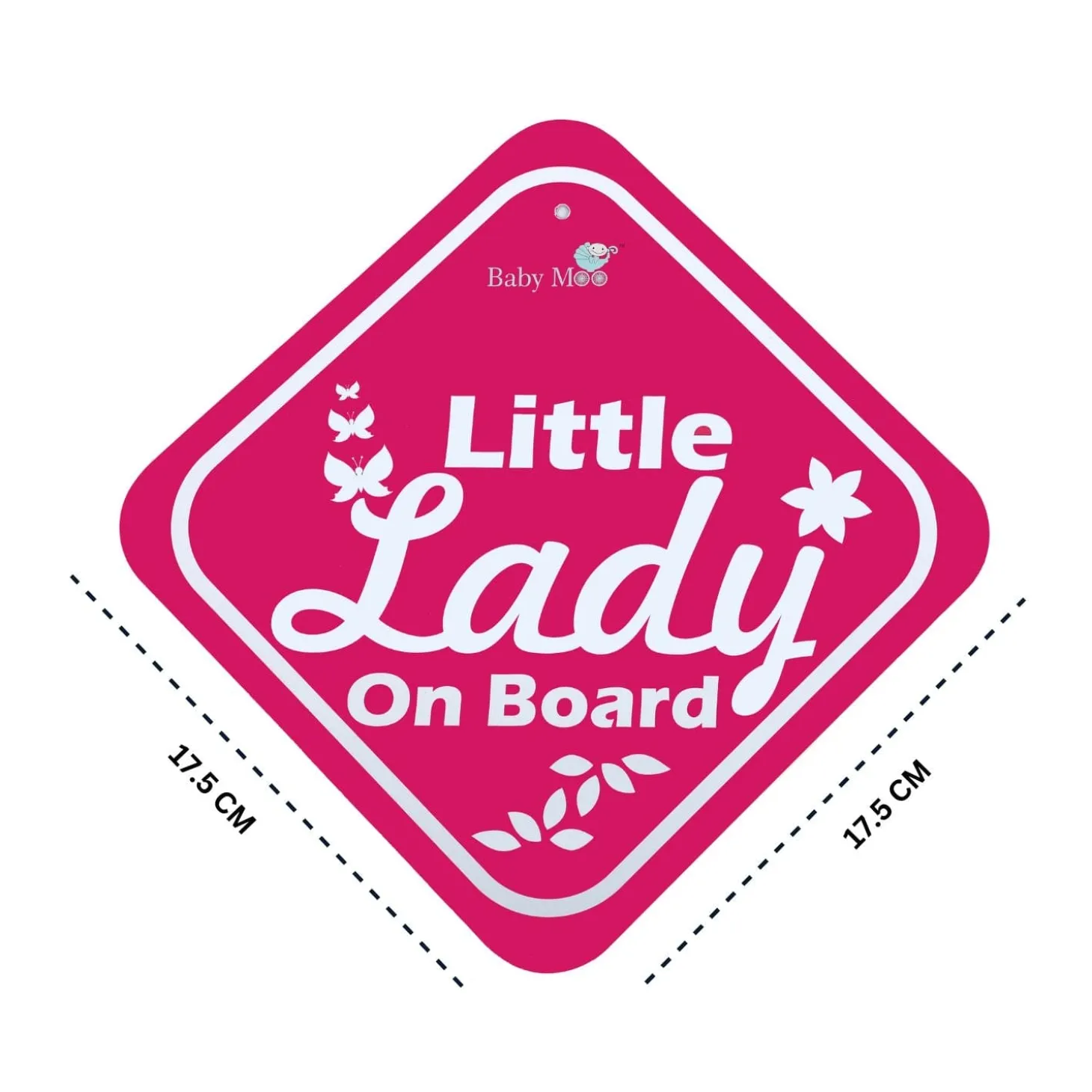 Baby Moo Little Lady On Board Car Safety Board With Vacuum Suction Cup Clip - Pink