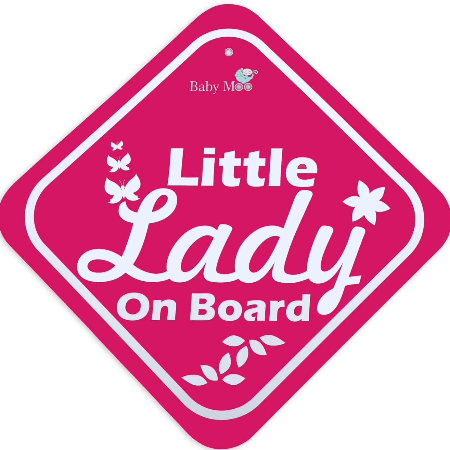 Baby Moo Little Lady On Board Car Safety Board With Vacuum Suction Cup Clip - Pink