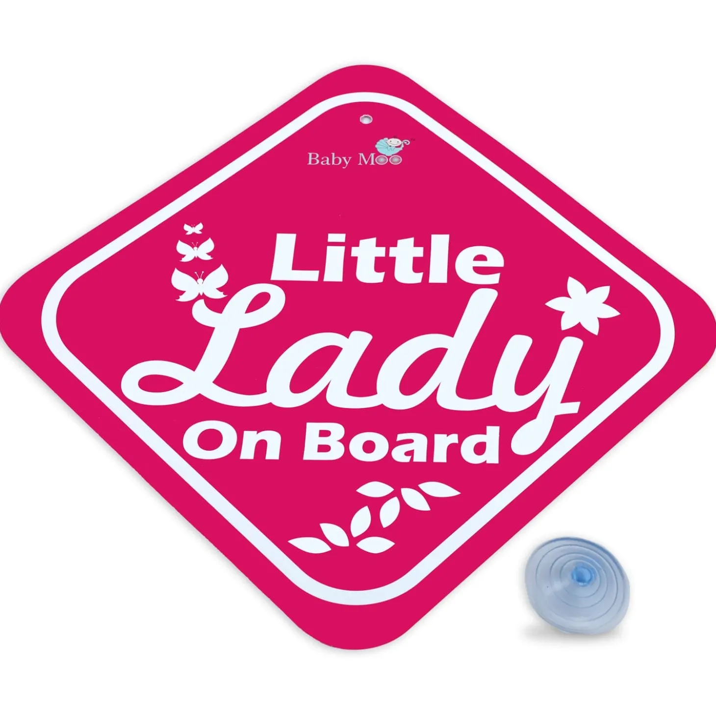 Baby Moo Little Lady On Board Car Safety Board With Vacuum Suction Cup Clip - Pink
