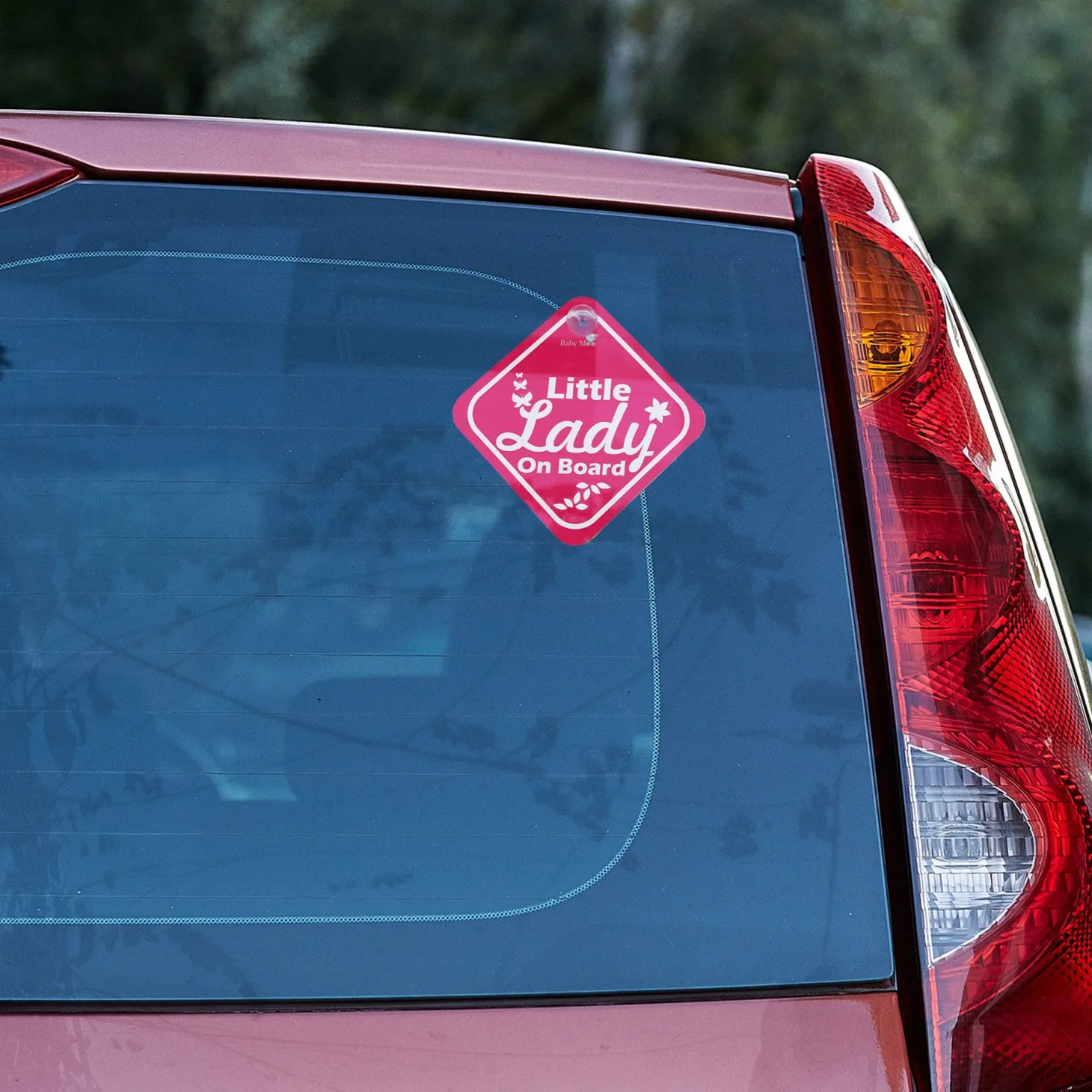 Baby Moo Little Lady On Board Car Safety Board With Vacuum Suction Cup Clip - Pink