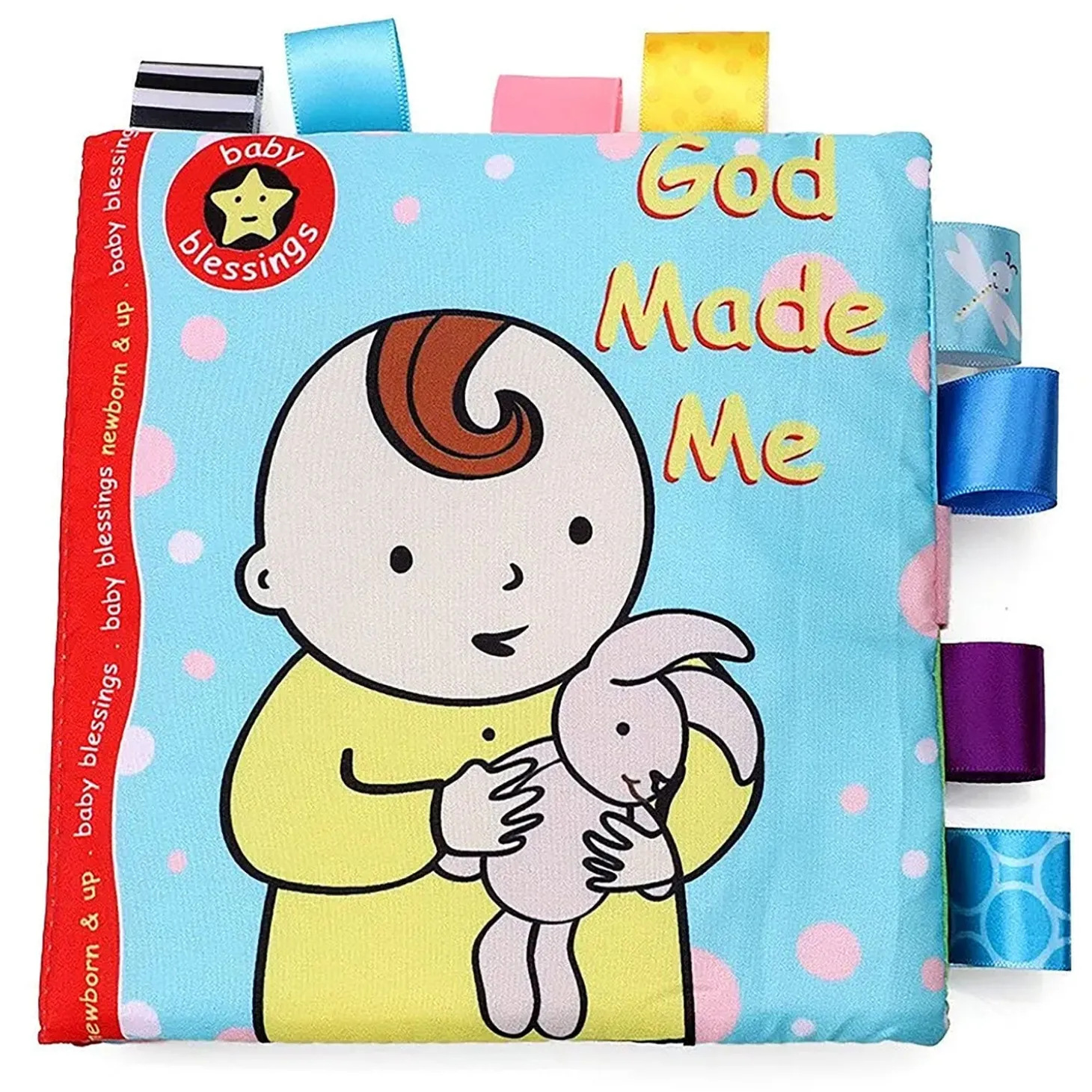Baby Moo Little Learner Baby With Squeaker And Rustle Paper Sound Cloth Book - Blue