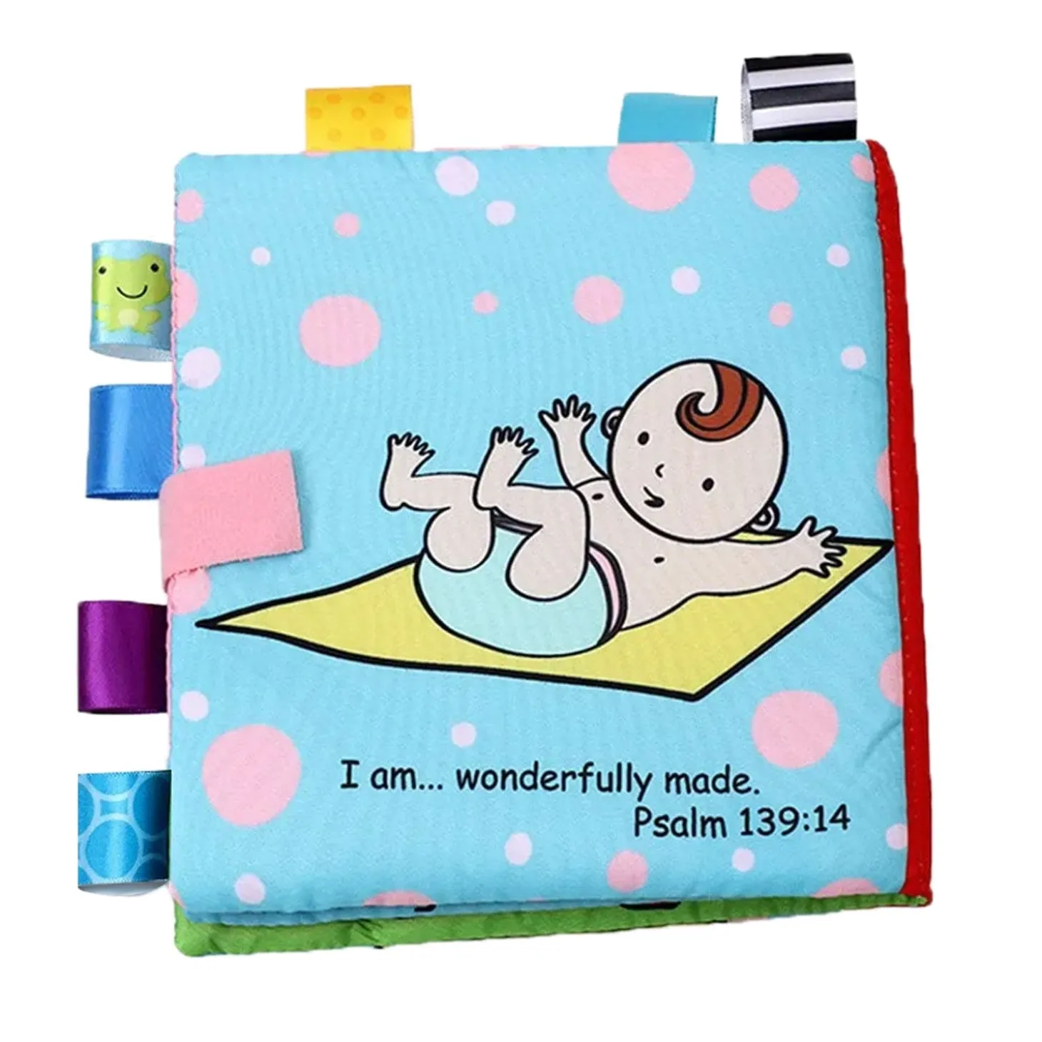 Baby Moo Little Learner Baby With Squeaker And Rustle Paper Sound Cloth Book - Blue