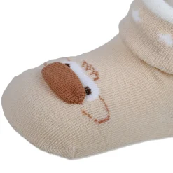 Baby Moo Little Monkey Cotton Anti-Skid 2 Pair Socks - Beige