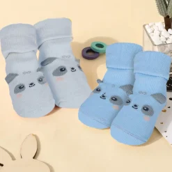 Baby Moo Little Puppy Anti-Skid 2 Pack Socks - Blue