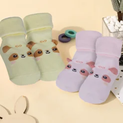 Baby Moo Little Puppy Anti-Skid 2 Pack Socks - Pink