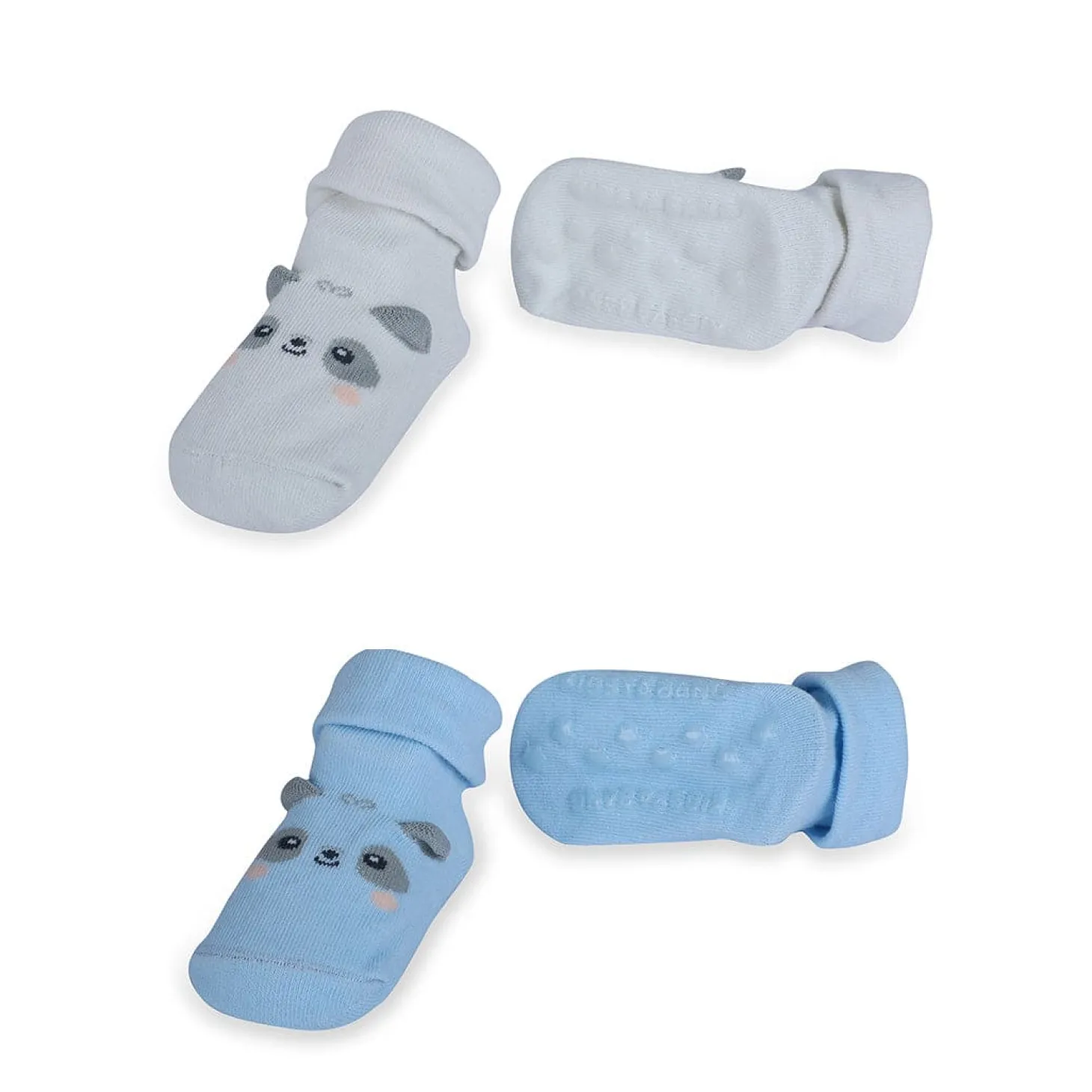 Baby Moo Little Puppy Anti-Skid 2 Pack Socks - Blue